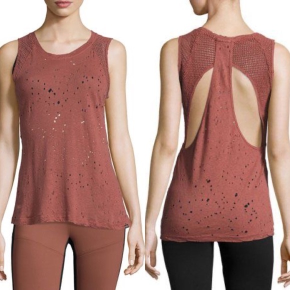 Koral Tops - Koral Activewear Chord open back distressed tank top in sandstone size S small